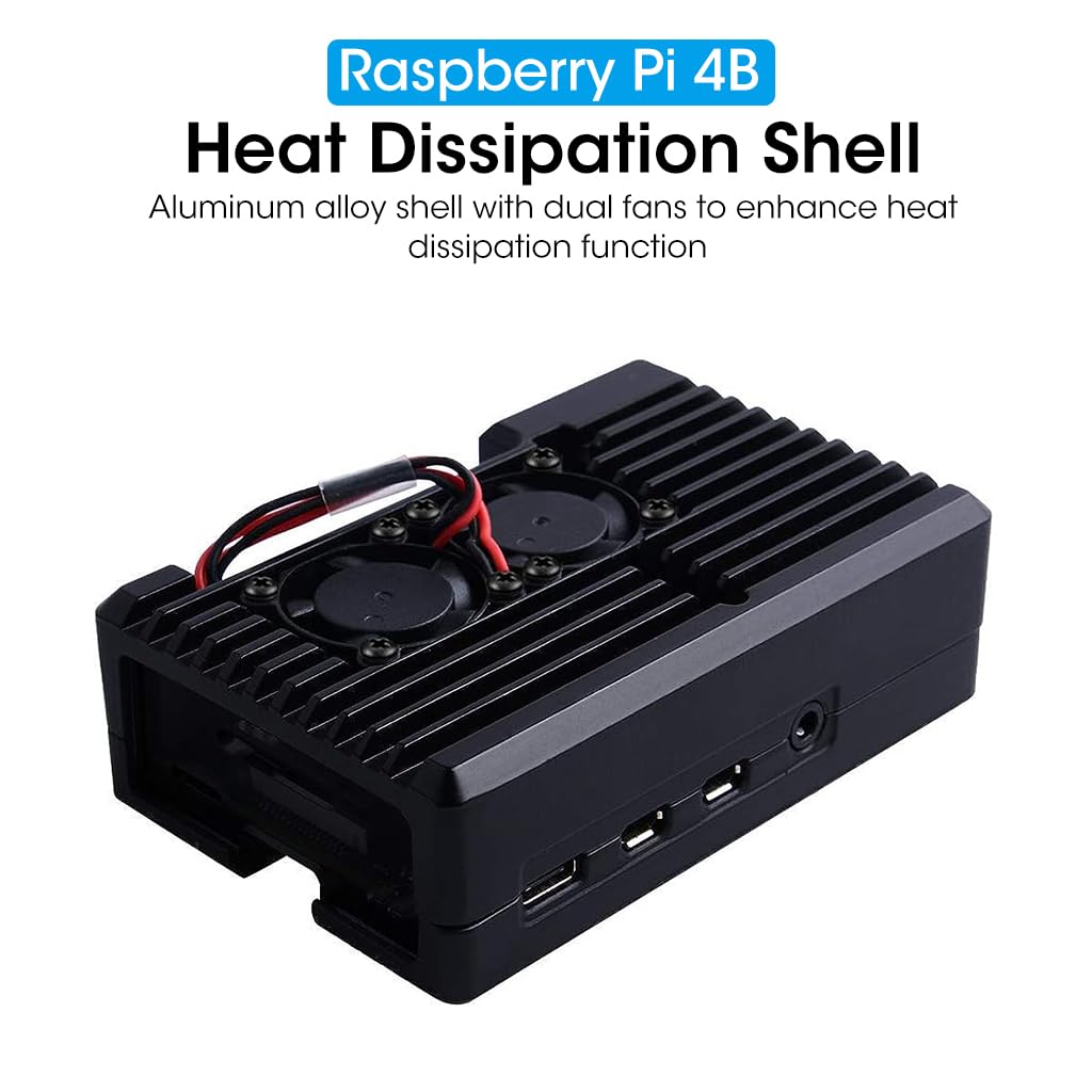 Verilux® Aluminum Alloy Case for Raspberry Pi 4 Model B, Case for Raspberry Pi 4 with Dual Cooling Fan, Raspberry Pi 4 Passive Aluminum Alloy Case with Cooling Fan for Raspberry Pi 4 Model B - verilux