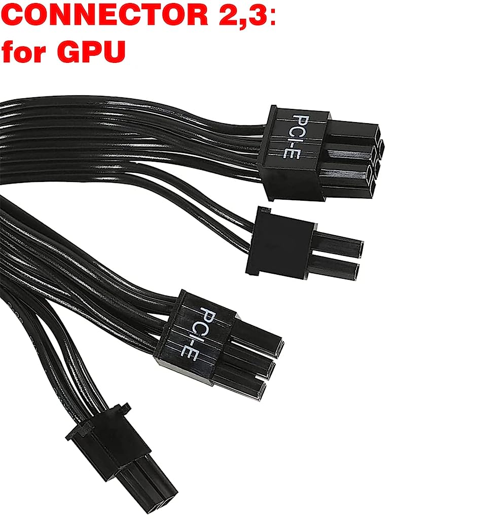 Verilux Black 8 Pin Male to Dual PCIe 8(6+2) Power Adapter Cable for Corsair Thermaltake Cooler Master Modular Power Supply,24+9 inches