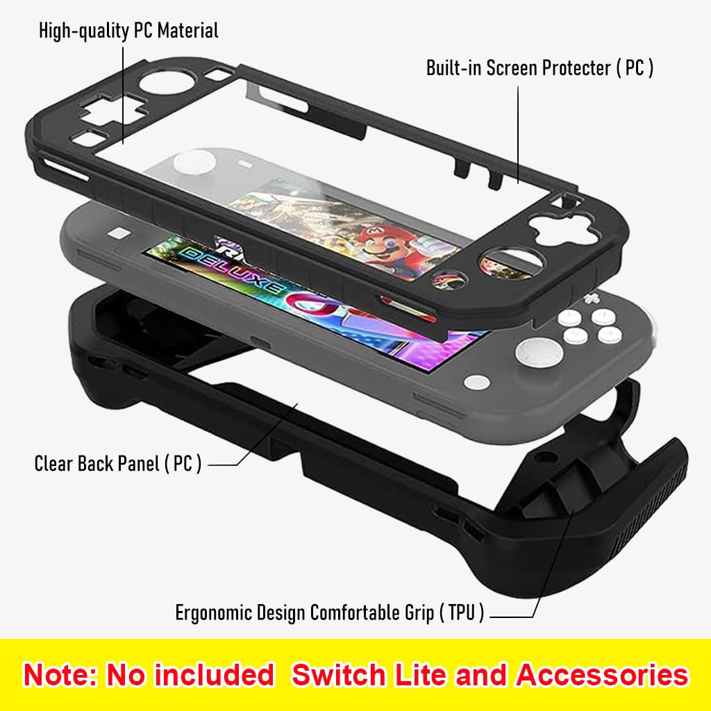 ZORBES® for Switch Lite Case, 2 in 1 Anti-Scratch Protective Case for Nintendo Switch Lite, with HD Screen Protector Cover Hand Grip Case TPU Skin Cover for Switch Lite, Not Included Switch Lite