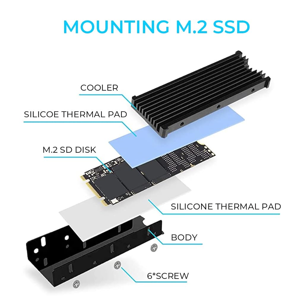 ZORBES® M.2 SSD Heatsink, Aluminum M.2 2280 SSD Heatsink with Thermal Silicone Pads - verilux