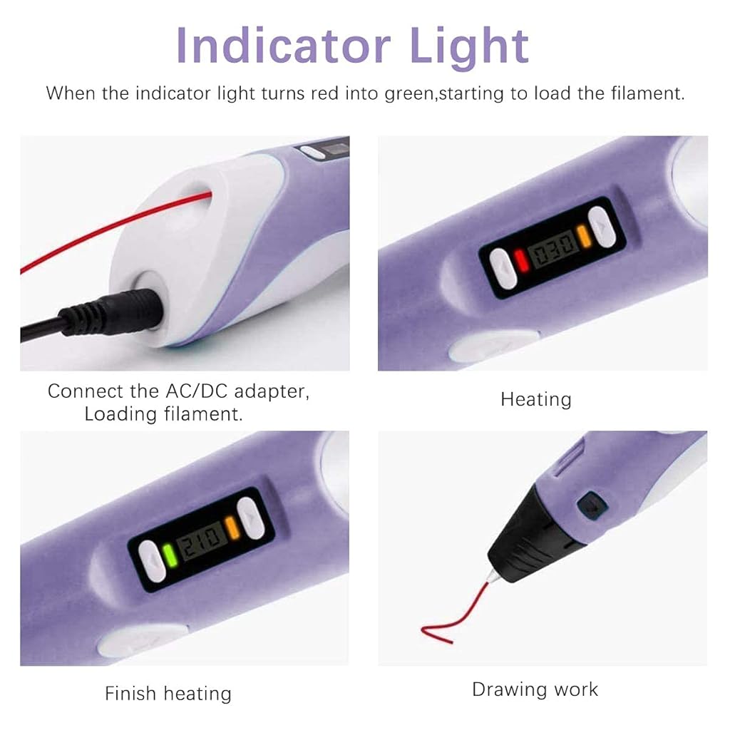 Verilux® 3D Printing Pen,3D Pen with 3 Colors PLA Filament Refills,Compatible PLA & ABS,Creative Toy,Great Arts Crafts Gift for Kids & Adults (Purple) - verilux