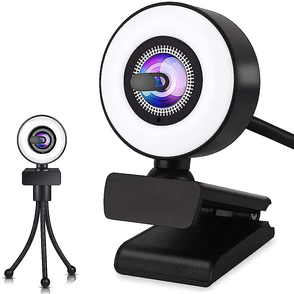 Verilux 2021 Webcam 1080P HD with Microphone,Ring Light,Plug and Play,Adjustable Brightness,Privacy Protection,USB Streaming Webcam with MIC for PC Desktop Laptop MAC,Zoom Skype YouTube