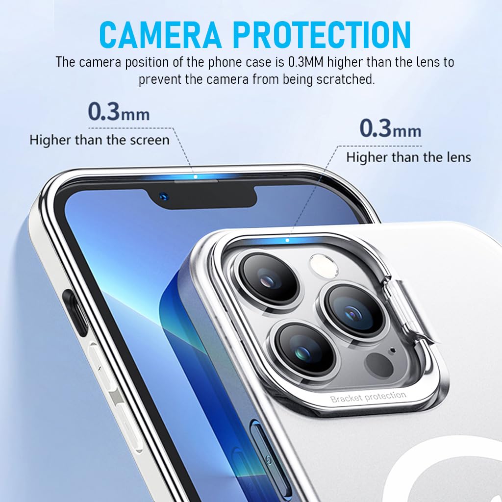 ZORBES® Phone Case for iPhone 14 Pro Max, Compatible with MagSafe, Matte TPU Phone Case with 2 in 1 Camera Protective Bracket / Phone Holder Anti-scratch Protective Phone Case for iPhone 14 Pro Max - verilux