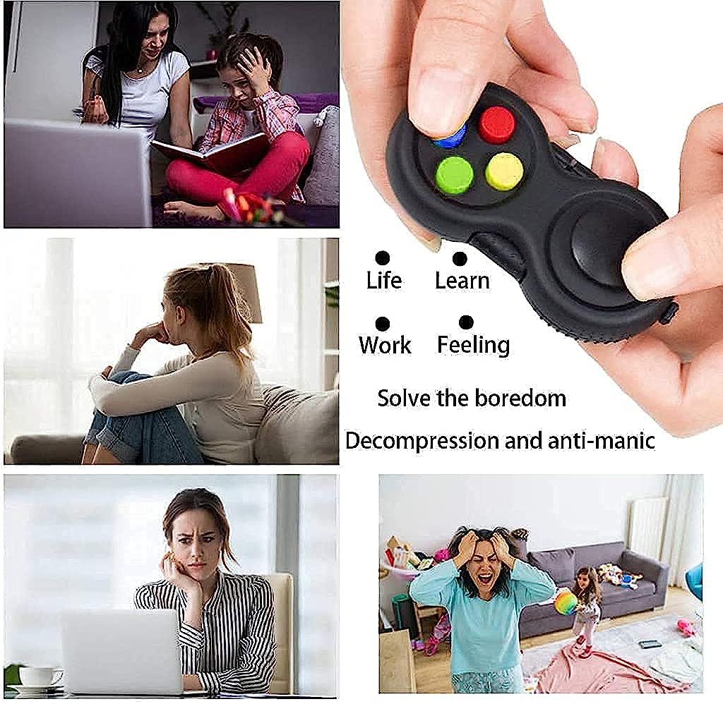Verilux Fidget Pad Toys with 8-Fidget Functions 2nd Generation Fidget Toy Controller Stress Reducer Hand Shank Fidget Cube Perfect for Release and Anxiety Relief Pop it Fidget