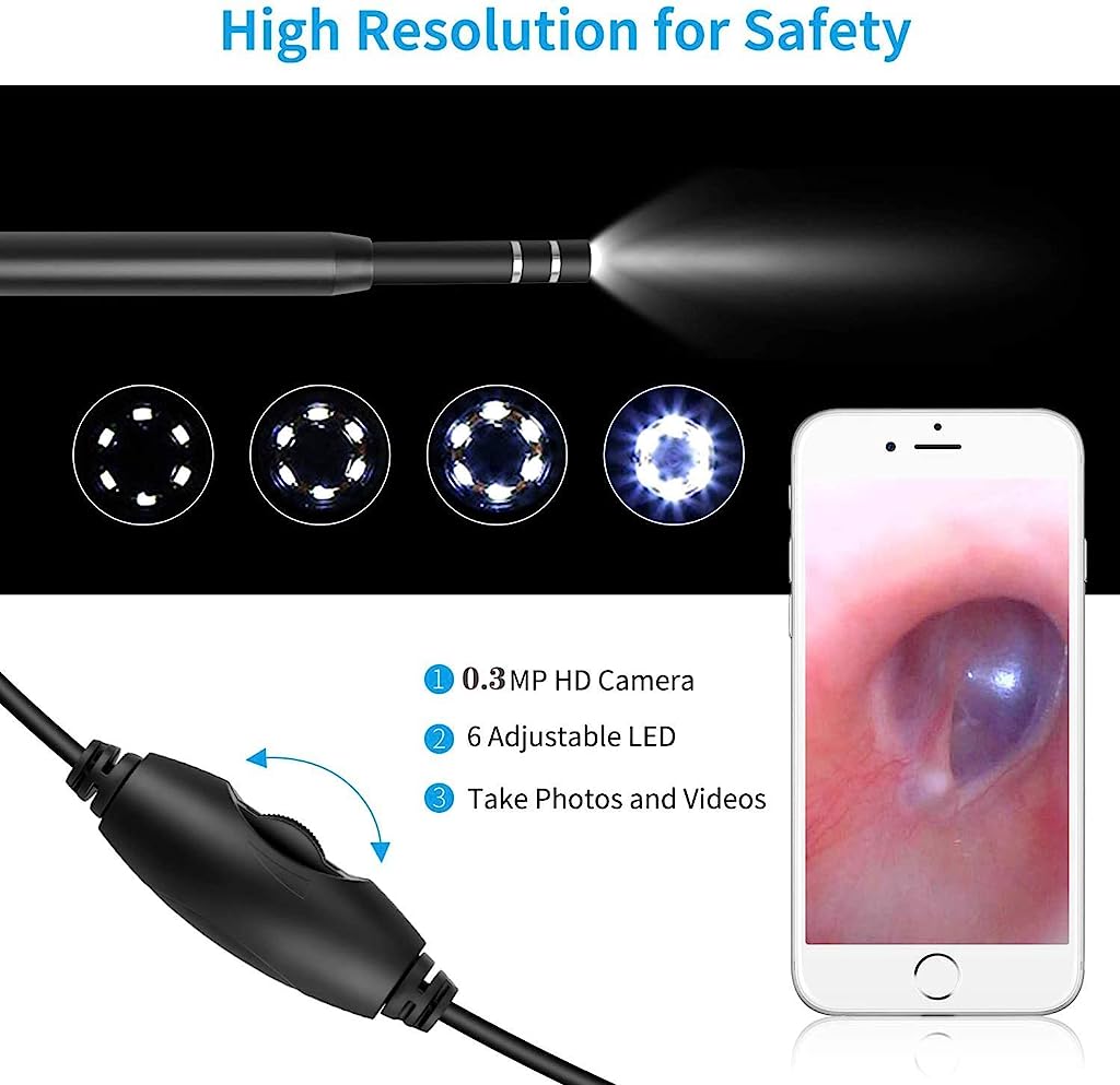 Verilux 1.5m Ear Otoscope USB Microscope Borescope Inspection Camera with 6LED 5.5mm - verilux