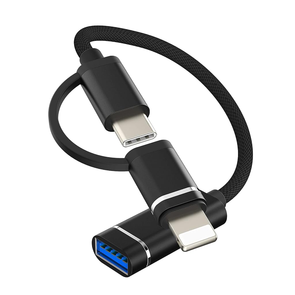 Verilux® USB OTG Cable Adapter for iPhone USB A Female to Light-ning/USB C Male Flash Drive Connector Flash Drive Adapter for iPhone, Ipad, More Type C Devices - verilux
