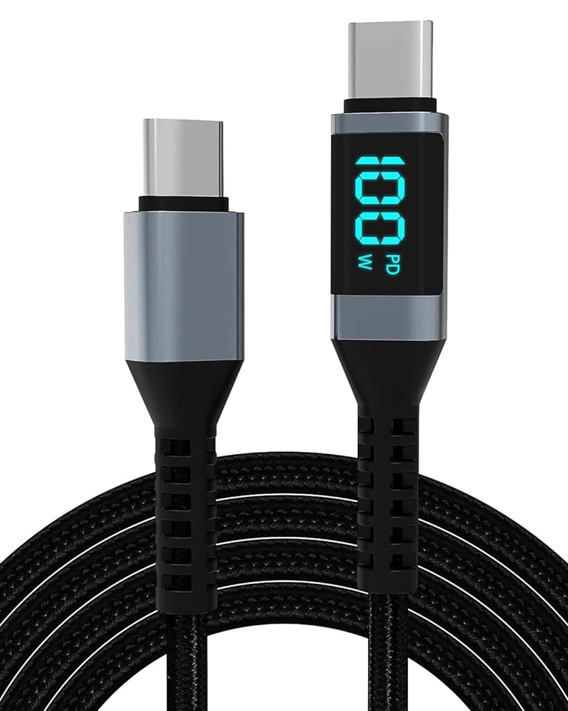 Verilux® Type C to Type C Cable, 3.9Ft USB Type C Cable with LCD Display 100W Fast Charging & Data Transfer Male to Male C Type Extension Cable Compatible with MacBook Pro/iPad Pro/iPad Air/GalaxyS20 - verilux