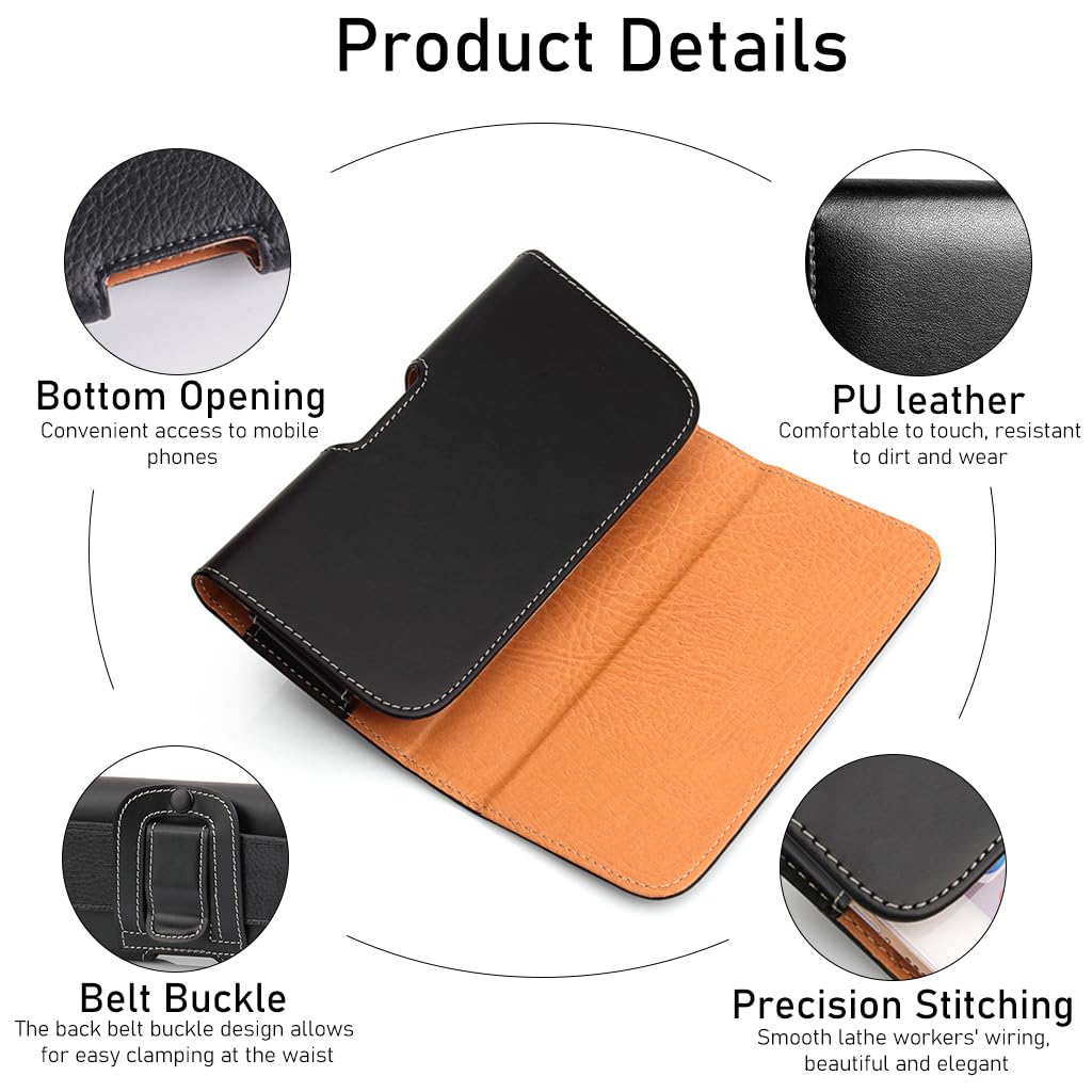 ZORBES® Phone Holster with Belt Clip PU Leather Cell Phone Holster Belt Holder PU Leather Pouch Holder for iPhone 14 Pro Max 14 Plus Galaxy S23+ S22+ S21+S21 FE Note 20 A51 A52 A53 - verilux