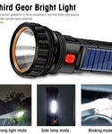 Verilux ELEPHANTBOAT 1200mAh Solar Torch Light, 1000 Lumens Small Torch Light with Side Light USB Charging Emergency Flashlight with Flash Mode Mini Torch Light for Camping, Work, Fishing