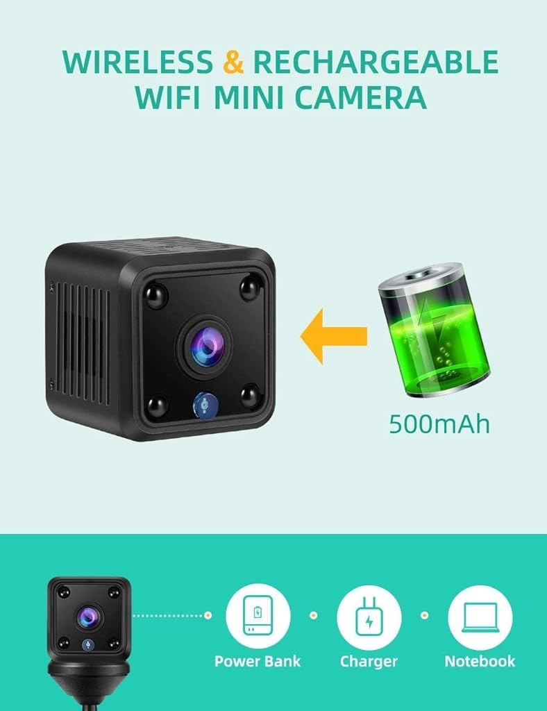 ZORBES® 1080p Home Security Camera Mini Camera Wireless Camera with Night Vision Cloud Storage Motion Detection Wireless Technology Phone App Monitor Surveillance - verilux