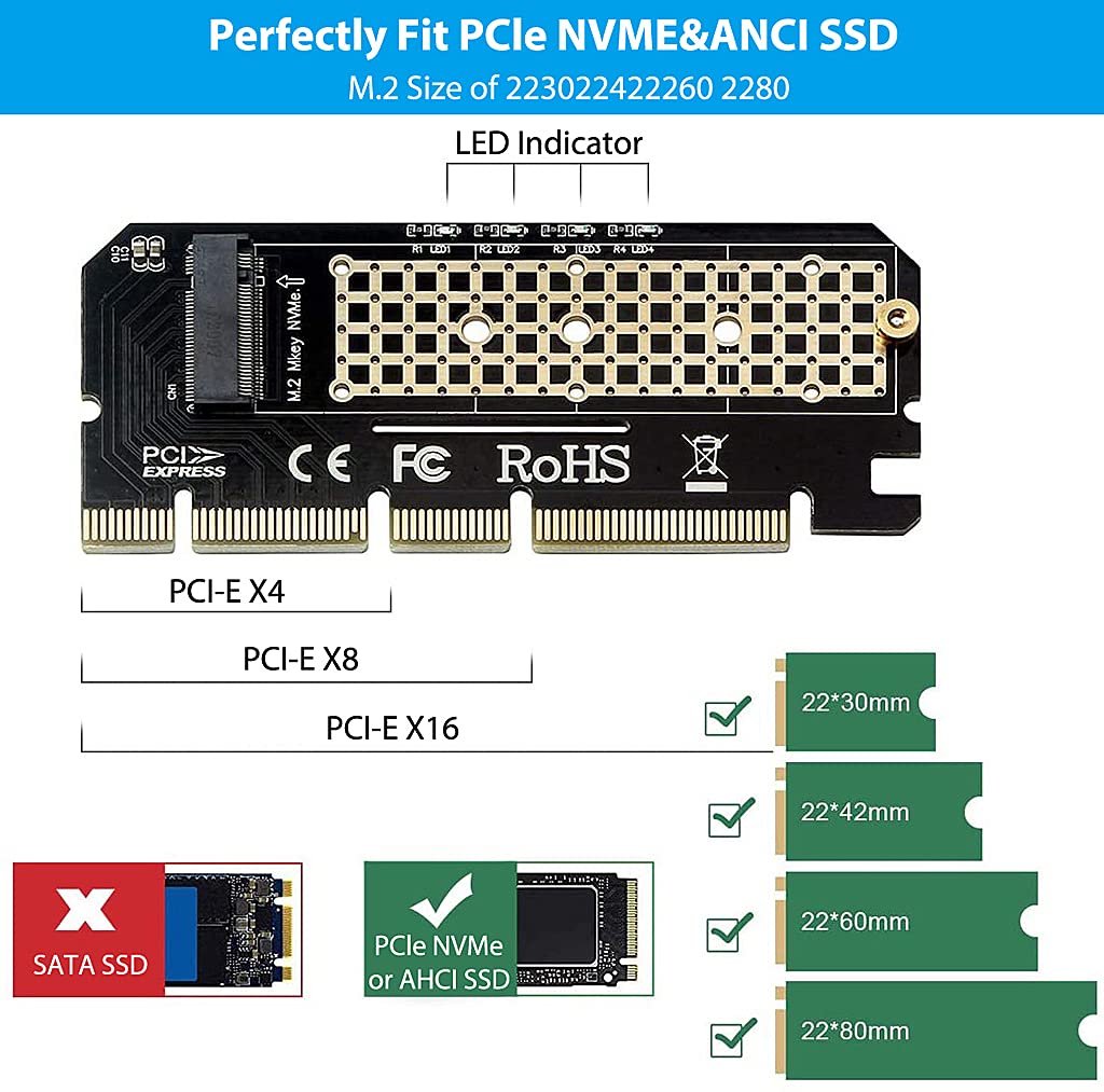 NVME Adapter PCIe x16 with Gel Pad - verilux