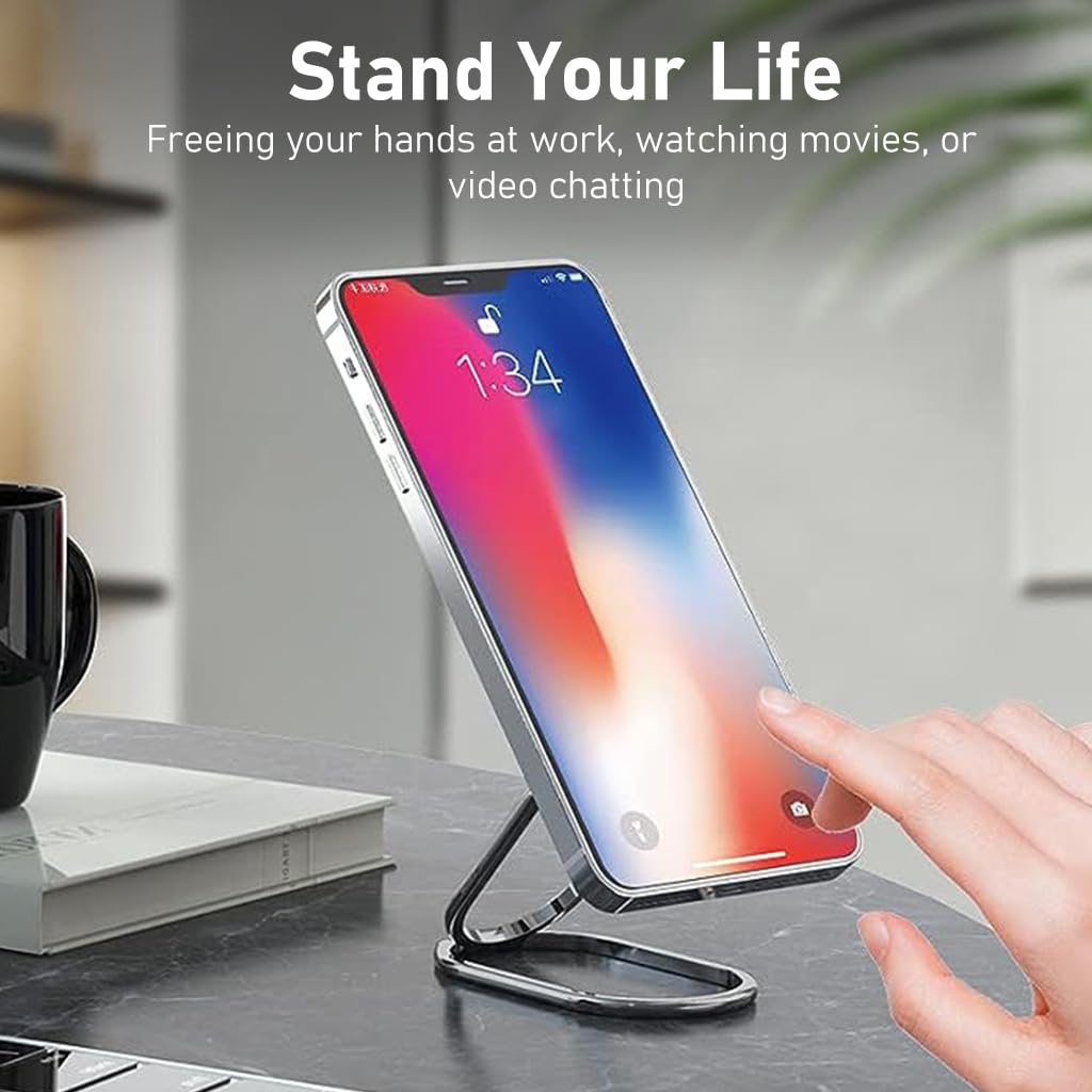 ZORBES® Mobile Stand Foldable Phone Stand 3M Self-Adhesive Metal Desktop Phone Stand Holder Mobile Back Holder Grip Folding Phone Grip Holder Mobile Ring Holder Compatible with Most Smartphones - verilux