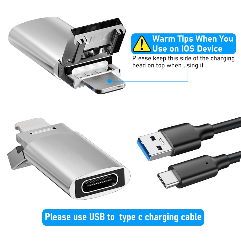 Verilux® OTG Adapter 3 in 1 USB C Female to Light-ning, USB A, Micro USB Male OTG Adapter PD 30W Fast Charging Type C to Light-ning Connector Type C Charger Converter for iPhone iPad Android Phone PC