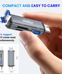 Verilux Card Reader All in One, SD Card Reader Adapter Micro SD Card Reader with Type C, USB 2.0, Micro USB Interface Support Micro SD/SD with USB Port Compatible for Laptop, Android, Tablet, Pad, PC
