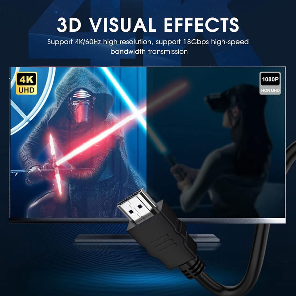 Verilux® 4K HDMI Cable 6.6 ft, High Speed 18Gbps HDMI Cable 4K@60Hz, 3D, 1080P Hdmi to Hdmi Cable Compatible with Computers Laptops TV,PC and HDMI Enabled Devices (Hdmi 2.0)(Black) - verilux