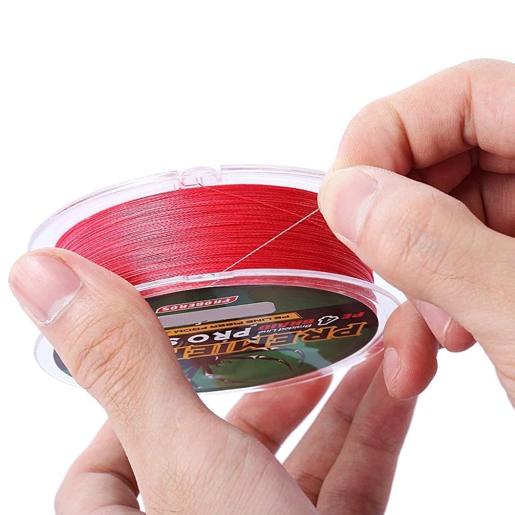 Proberos® Strong Durable 0.45mm 70LB 100M Colorful PE 4 Strands Monofilament Braided Fishing Line Angling Accessory for Big Fish Angling (Red) - verilux