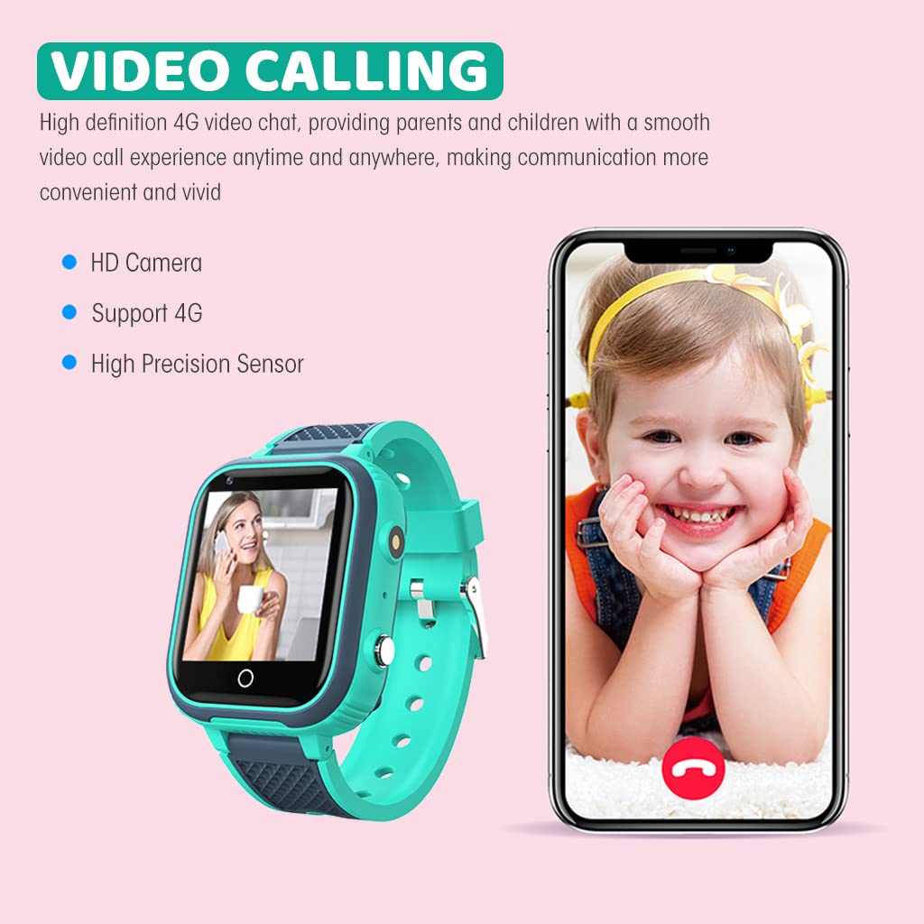 Verilux Smart Watch for Kids, WiFi 4G SIM Card Smart Watch with 2-Way Video & Phone Call, Kids GPS Tracker with Real-time Location, SOS Function, IP67 Waterproof Mobile Watch for Boys Kids Girls