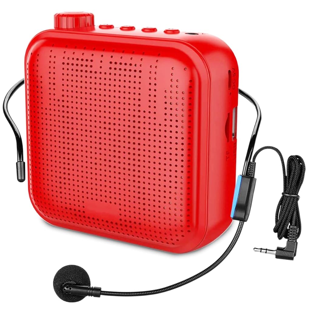 ZORBES® Voice Speaker Set, Voice Microphone Amplifier for Teachers, Support TF Card/Flash Drive, USB Voice Speaker for Teachers, Tour Guide, Coach (Red 15W 2200mAh) - verilux