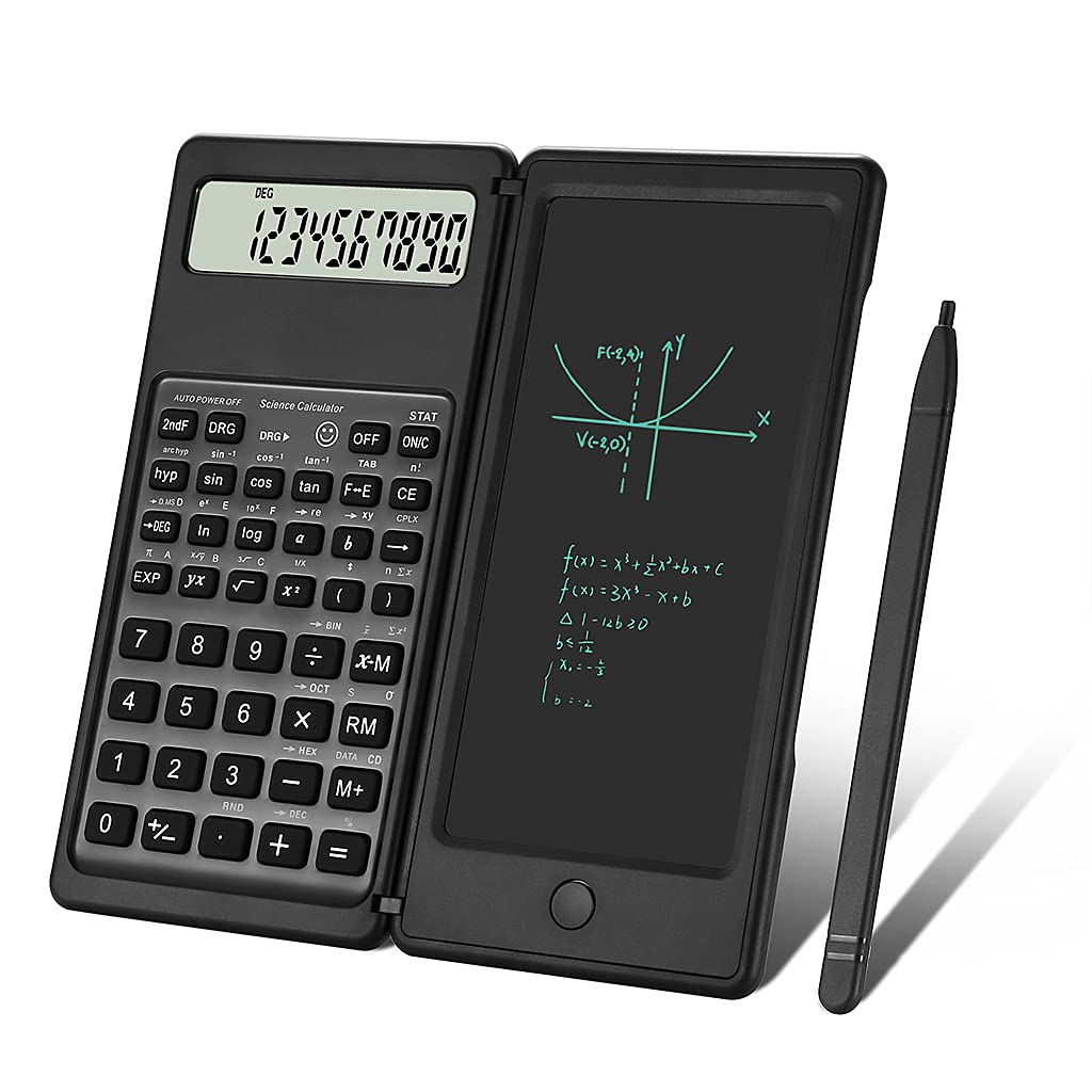 Verilux® 2 in 1 Function Science Calculator, Science Office Calculators with LCD Writing Tablet, LCD Writing Pad Large Display Desktop Calculators, E-Note Pad Calculators for Students - verilux