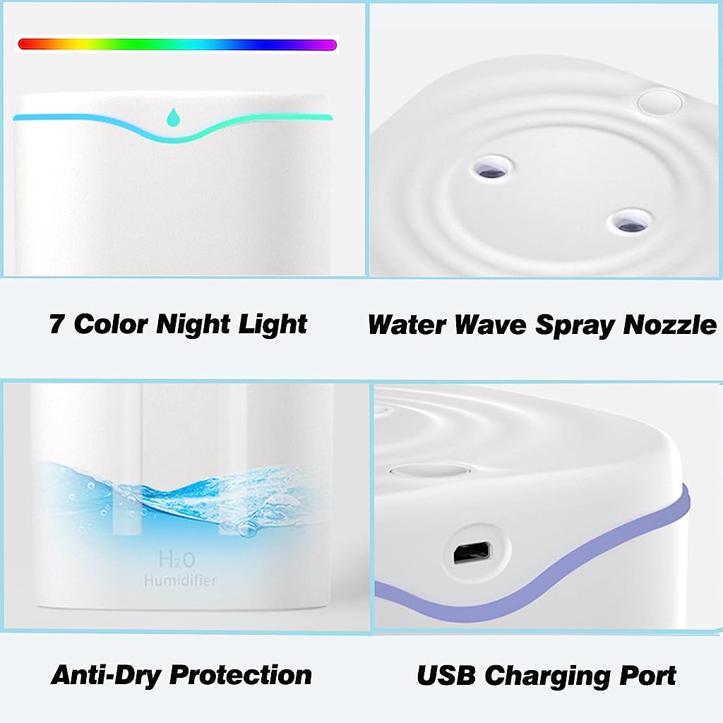 7-Color RGB Night Light 2L Silent Humidifier