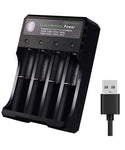 Verilux 18650 Battery Charger, 4 Bay Fast Charge, USB Intelligent Universal Rechargeable Battery Charger for 3.7V Li-ion TR IMR 10440 14500 16650 14650 18350 18500 16340(RCR123) Batteries