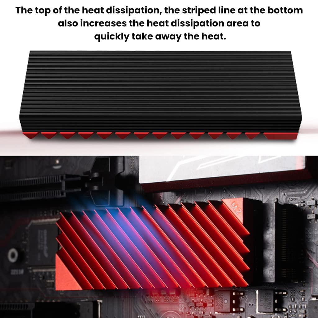 ZORBES® Heat Dissipation Radiator Aluminum Alloy Heat Sink Thermal Cooling Pads for M.2 2280 SSD Heat Sink for PC Computer-Red - verilux