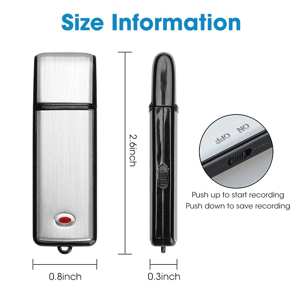 ZORBES® 8G Mini Digital Voice Recorder, USB Audio Recorder Device, Rechargeable Metal Audio Recording Pen, 90 Hours Consistant Recording for Meeting, Lectures, Interview - verilux