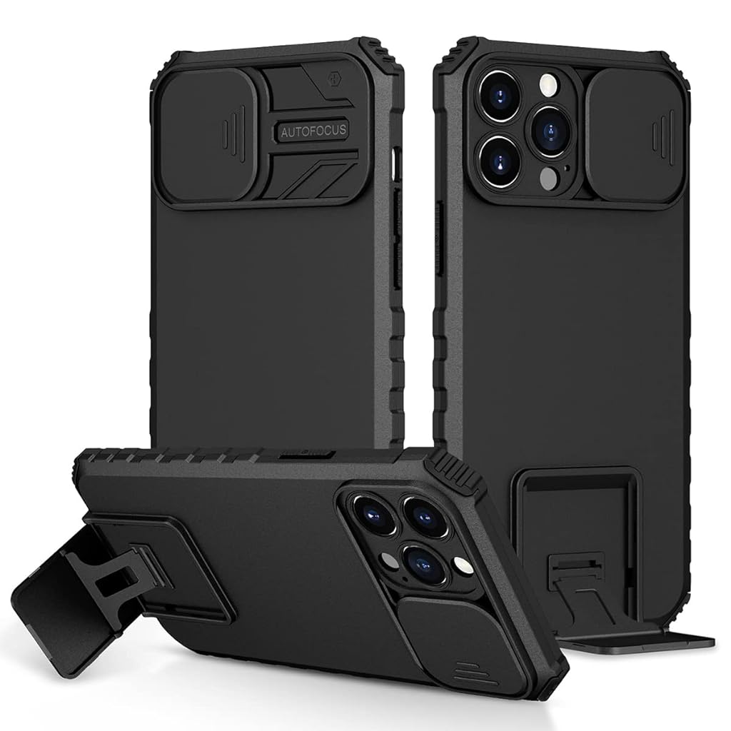ZORBES® Phone Cover Case Compatible with iPhone 13 Pro Max, Matte TPU Phone Case for iPhone 13 Pro Max with Stand and Slide Cover Camera Lens Protector - verilux