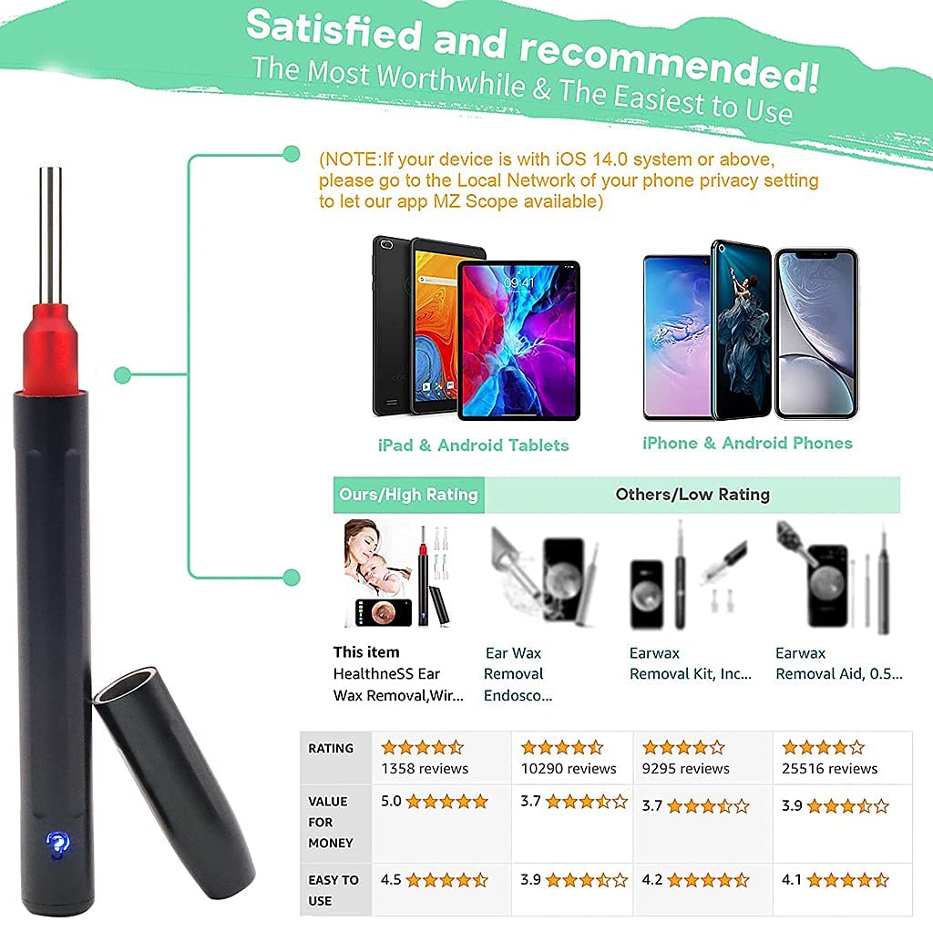 Verilux® Ear Wax Remover Tool kit for iPhone Android Smart Phones