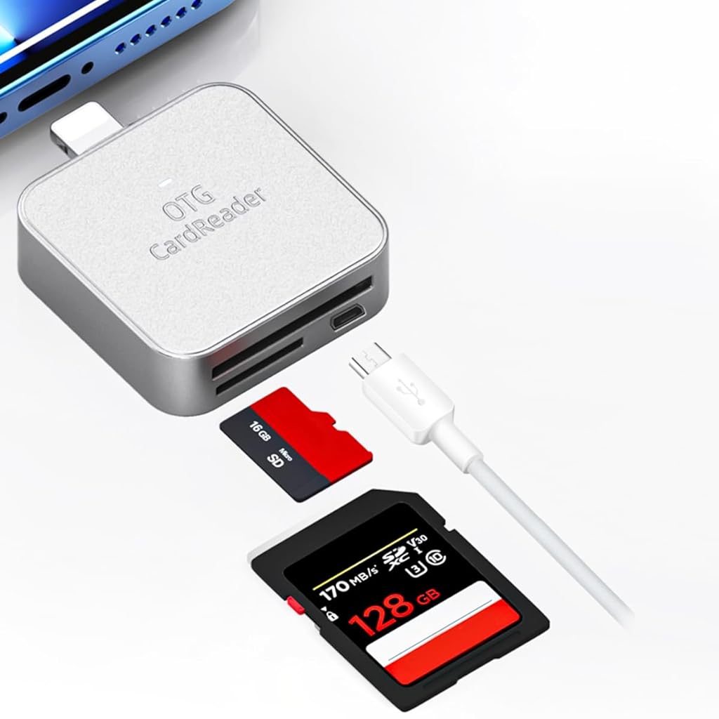 Verilux® Card Reader for iPhone 2 in 1 SD Card Reader for iPhone iPad Camera, Micro SD Card Reader wirh Micro USB Port Supports SD and TF Card Micro SD Card Adapter for iPhone iPad No App Required - verilux