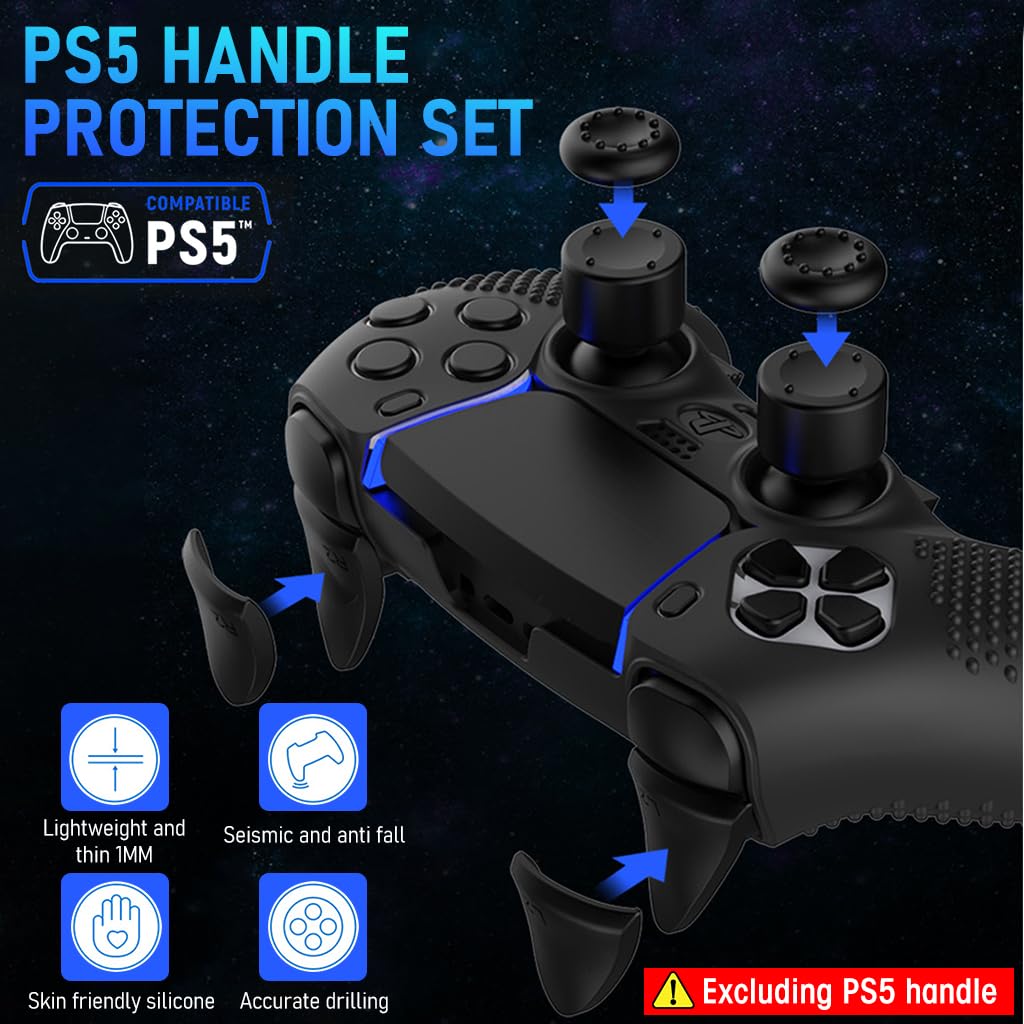 ZORBES® Silicone Cover for PS5 DualSense Edge Wireless Controller with Touchpad Protector Anti-Slip Controller Cover for PS5 Edge Controller with Thumb Grips and Extenders, No Includes Controller