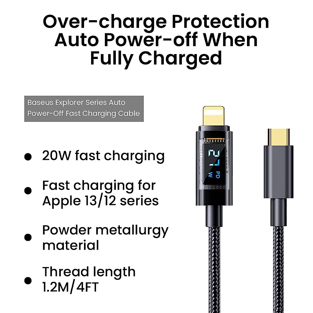 USB-C to Lightning Cable, Smart LED, 1.2m/4ft