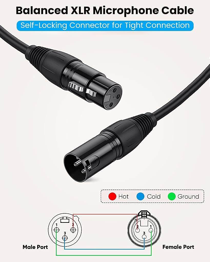 ZORBES® XLR Cable, 10 FT XLR Male to Female Cable XLR Microphone Cable, Metal Mic Compatible with Karaoke Machine/Speaker/Amp/Mixer for Karaoke Singing, Speech, Wedding, Stage and Outdoor Activity - verilux