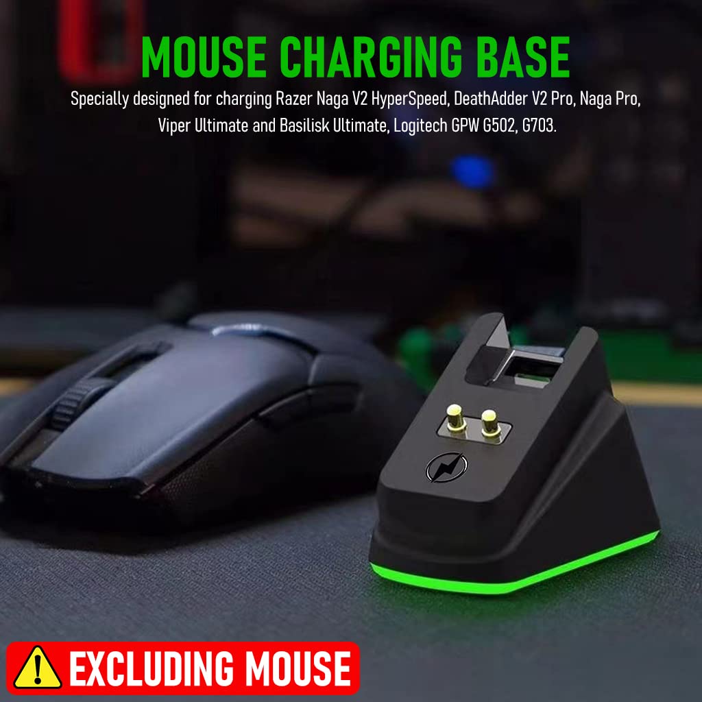 Verilux® Mouse Charging Dock for Razer Naga V2 HyperSpeed, Multi Protection Charging Dock Anti-Slip Base Mouse Charging Dock Compatible with DeathAdder V2 Pro, Naga Pro, Viper Ultimate - verilux