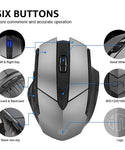 Verilux Wireless Mouse Rechargeable, Ergonomic USB 2.4G Cordless Mice PC Laptop Computer Mouse with 6 Buttons, 1600DPI 3 Adjustment Levels for Windows Mac MacBook Linux