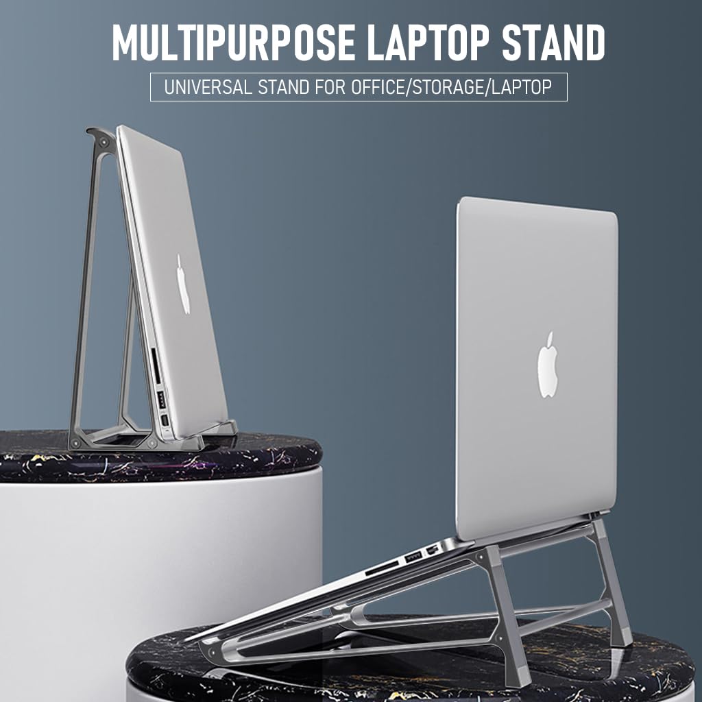 Verilux® Aluminium Laptop Stand Laptop Vertical MacBook Stand Holder Laptop Organizer Anti-Slip Laptop Stand Laptop Riser for 13-17.4 inch MacBook Lenovo - verilux