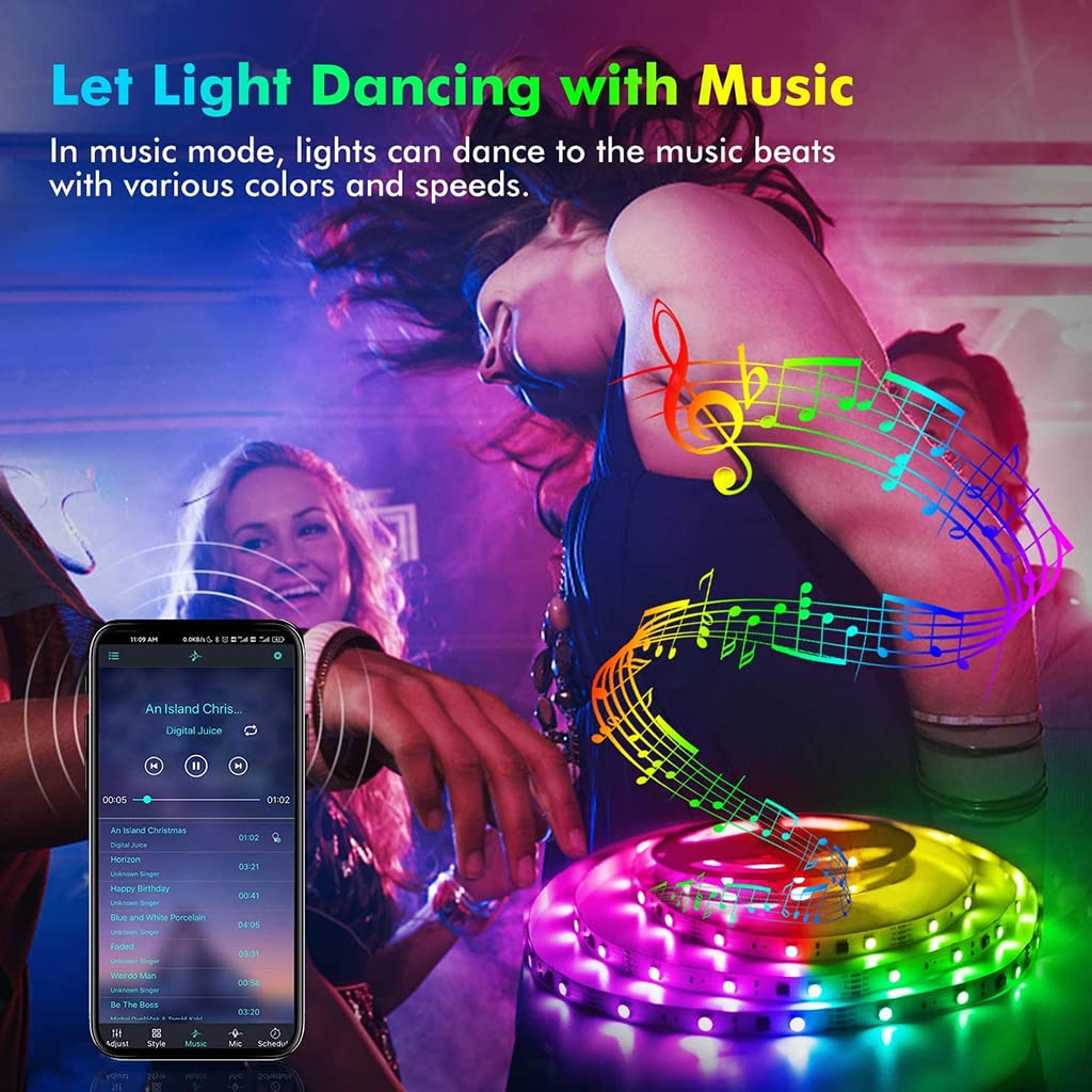 Verilux 5050 Colorful RGBIC LED Strip Lights with Smart Bluetooth App & Remote Control for Bedroom, Livingroom, Gamingroom, Kid's Room, Party(USB, 5 Meters) - verilux