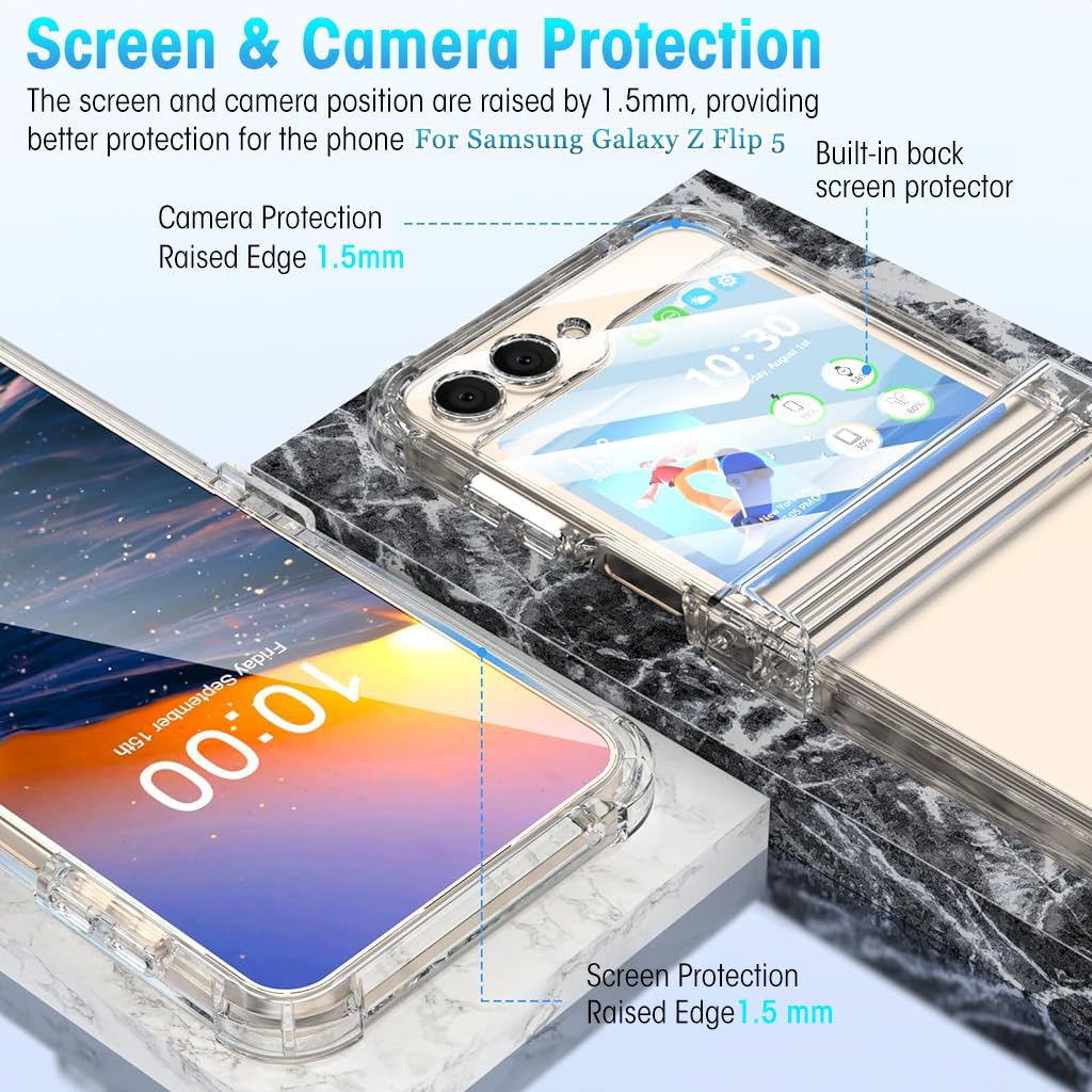 ZORBES® Phone Case for Samsung Galaxy Z Flip 5 One Piece Phone Cover with Hinge Designed Anti Scratch TPU Phone Case Protection Case Cover for Samsung Galaxy Z Flip 5 5G(2023)-Clear - verilux