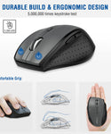 Verilux® Wireless Mouse with Battery Level Indicator Rechargeable Optical Mouse Adjustable DPI 2.4GHz Quick Responce Ergonomic Design Mouse