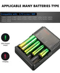 Verilux 3.7V 4.2V Rechargeable Battery Charger 18650 Battery Charger with LED Indicator 4 Bay Lithium-Ion Battery Charger 26650/22650/18650/17670/18490/17500/17335/16340(RCR123)/14500/10400 Charging