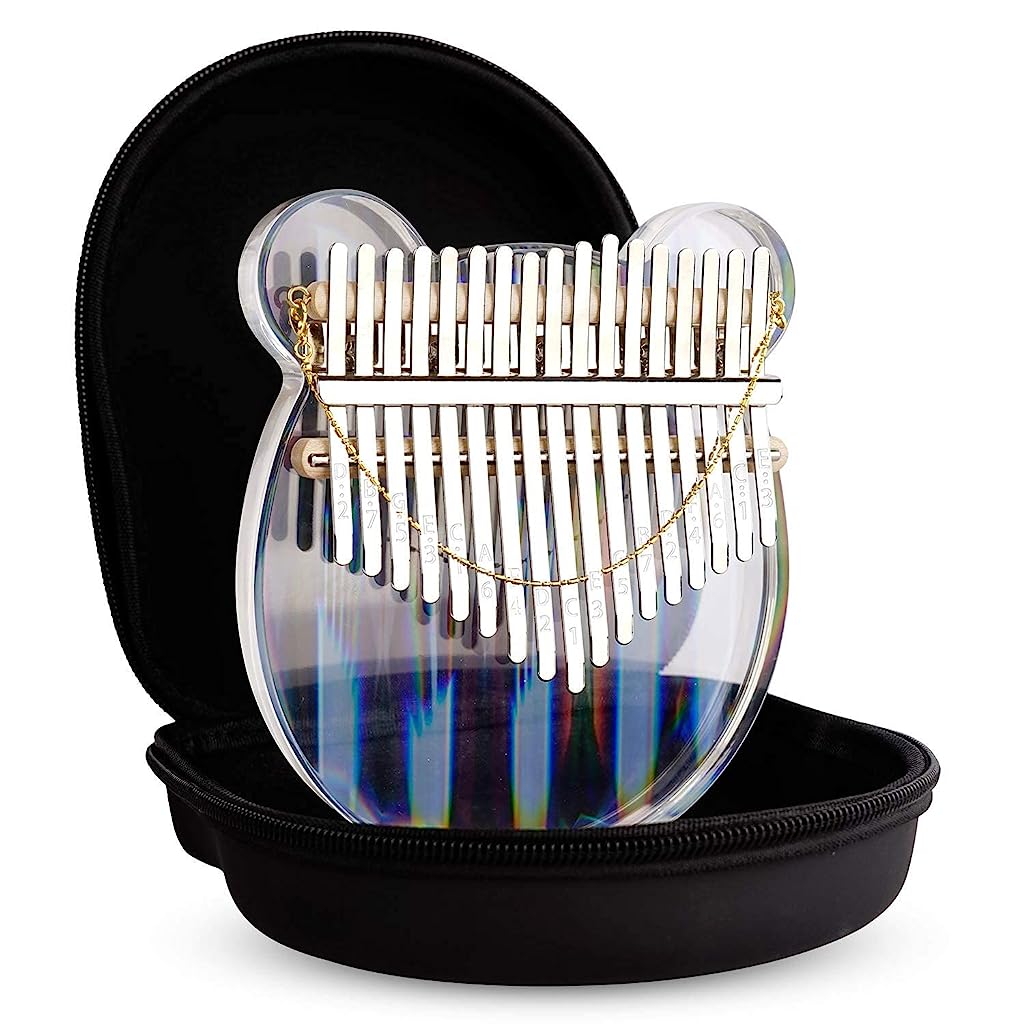 Verilux Thumb Piano Crystal Kalimba Acrylic Mbira Finger Kalimba Musical Instrument Gifts for Kids Adult Beginners with Tuning Hammer, Study Instruction and Eva bag - verilux