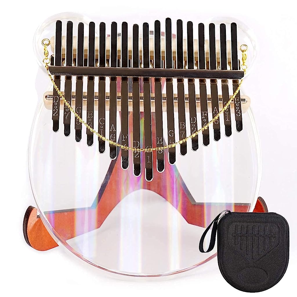 Verilux Thumb Piano Crystal Kalimba Acrylic Mbira Finger Kalimba Musical Instrument Gifts for Kids Adult Beginners with Tuning Hammer, Study Instruction and Eva bag - verilux