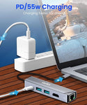 Verilux 5 in 1 USB C Hub, Type C Hub with 4K@30HZ HDMI Output, 55W PD Charging Port, 100M Ethernet Hub, 1 USB 3.0, 1 USB 2.0 USB C Hub for MacBook Air M1, MacBook Pro, Switch, Type-C Devices