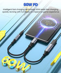 Verilux C Type to 3.5 mm Audio Connector, 2 in 1 USB Type C to 3.5 mm Jack Converter with PD 60W Fast Charging Cable Cord Compatible with Galaxy S22 S21 Ultra 5G S20 S20+ Plus Note 20, One Plus, Oppo