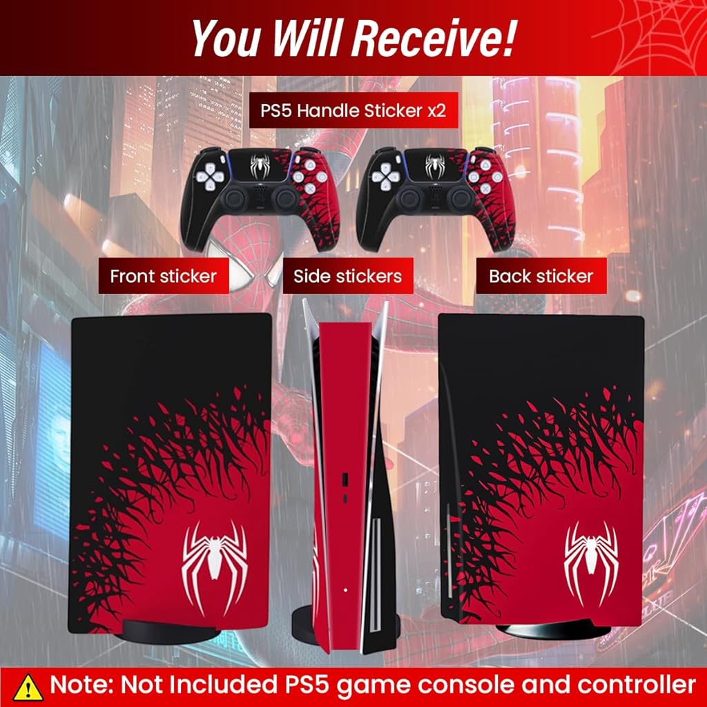 ZORBES® Skin Cover Sticker for PS5 Disc Edition Game Console and Controller PS5 Game Console Skin Cover Sticker Creative Anti-Slip Matte Sticker for PS5 Disc Edition Game Console and Controller