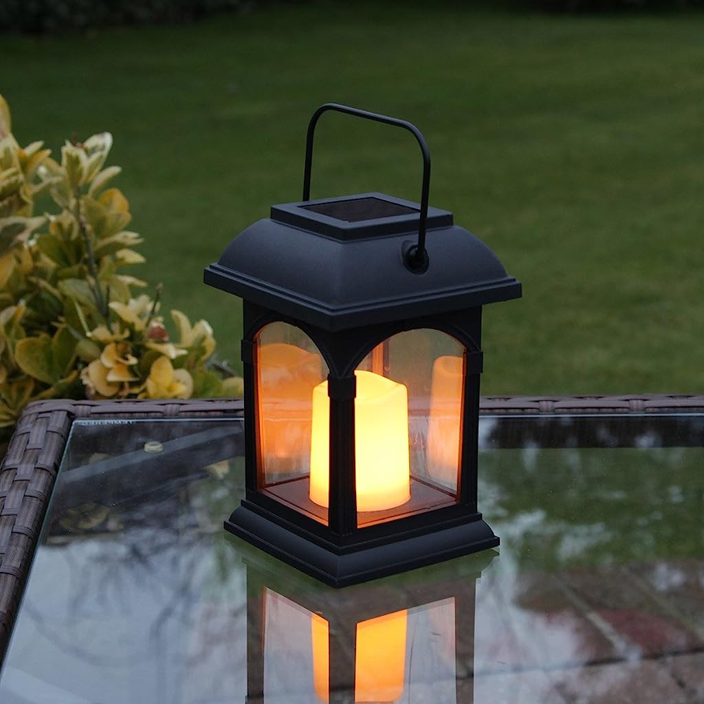 Verilux Garden Candle Lantern Solar Powered Flickering Effect Amber LED 15cm by Festive Lights