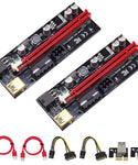 2 Pack Pi+ VER009S Gold PCI-E 6Pin 1X to 16X Powered Pcie Riser Adapter Card