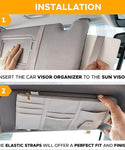 PU Leather Multi-Function Car Space Sun Visor Organizer Hanging(Grey)