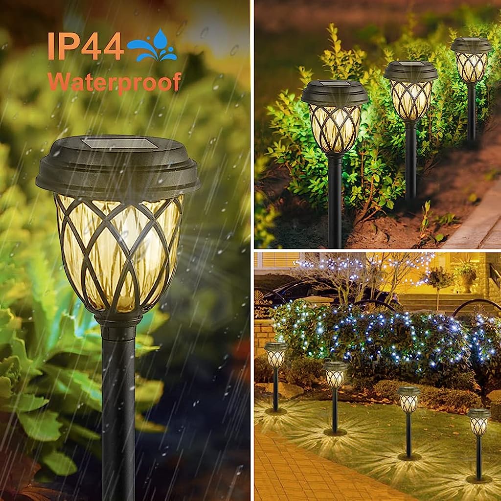 Verilux Solar Light for Home New 6 Pack Rechargeable Solar Garden Lights Outdoor with Double Waterproof, LED Solar Path Lights for Landscape Patio, Yard, Auto On/Off Dusk to Dawn