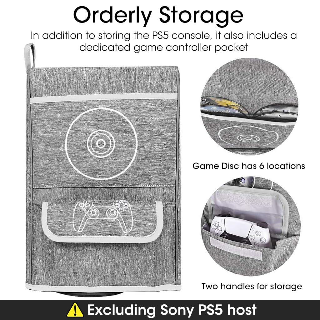 ZORBES® Nylon Dustproof Cover for PS5 Sony Playstation 5 Console Cover 2 in 1 Dustproof Cover with Game Controller Pocket Multi Pocket Cover for PS5 - verilux